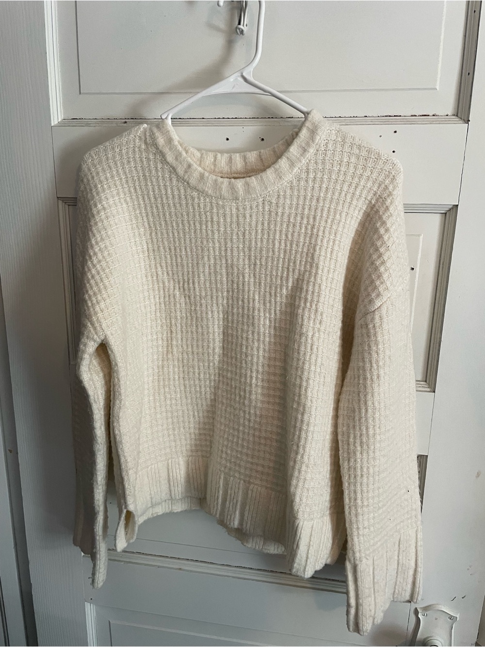 Jessica Simpson Cream Waffle Knit Crew Sweater